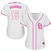 Women's St. Louis Cardinals #18 Mike Shannon White Pink New Cool Base Jersey,baseball caps,new era cap wholesale,wholesale hats