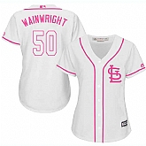 Women's St. Louis Cardinals #50 Adam Wainwright White Pink New Cool Base Jersey,baseball caps,new era cap wholesale,wholesale hats