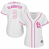 Women's St. Louis Cardinals #9 Enos Slaughter White Pink New Cool Base Jersey,baseball caps,new era cap wholesale,wholesale hats