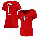 Women's St. Louis Cardinals 2017 Mother's Day #1 Mom V-Neck T-Shirt - Red FengYun,baseball caps,new era cap wholesale,wholesale hats