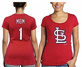 Women's St. Louis Cardinals Majestic Threads Mother's Day #1 Mom T-Shirt - Red FengYun,baseball caps,new era cap wholesale,wholesale hats