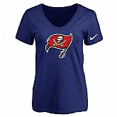 Women's Tampa Bay Buccaneers D.Blue Logo V neck T-Shirt FengYun,baseball caps,new era cap wholesale,wholesale hats