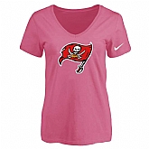 Women's Tampa Bay Buccaneers Pink Logo V neck T-Shirt FengYun,baseball caps,new era cap wholesale,wholesale hats