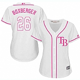 Women's Tampa Bay Rays #26 Brad Boxberger White Pink New Cool Base Jersey,baseball caps,new era cap wholesale,wholesale hats