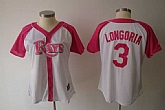 Women's Tampa Bay Rays #3 Evan Longoria White Pink Splash Fashion Stitched Jersey,baseball caps,new era cap wholesale,wholesale hats