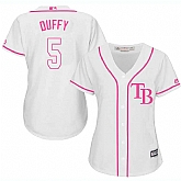 Women's Tampa Bay Rays #5 Matt Duffy White Pink New Cool Base Jersey,baseball caps,new era cap wholesale,wholesale hats