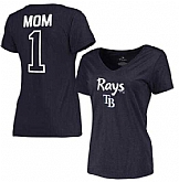 Women's Tampa Bay Rays 2017 Mother's Day #1 Mom V-Neck T-Shirt - Navy FengYun,baseball caps,new era cap wholesale,wholesale hats