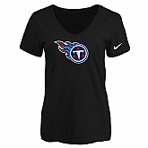 Women's Tennessee Titans Black Logo V neck T-Shirt FengYun,baseball caps,new era cap wholesale,wholesale hats