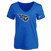 Women's Tennessee Titans Blue Logo V neck T-Shirt FengYun,baseball caps,new era cap wholesale,wholesale hats