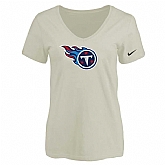Women's Tennessee Titans Cream Logo V neck T-Shirt FengYun,baseball caps,new era cap wholesale,wholesale hats