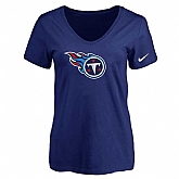 Women's Tennessee Titans D.Blue Logo V neck T-Shirt FengYun,baseball caps,new era cap wholesale,wholesale hats
