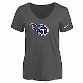 Women's Tennessee Titans D.Gray Logo V neck T-Shirt FengYun,baseball caps,new era cap wholesale,wholesale hats