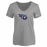 Women's Tennessee Titans L.Gray Logo V neck T-Shirt FengYun,baseball caps,new era cap wholesale,wholesale hats