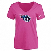 Women's Tennessee Titans Peach Logo V neck T-Shirt FengYun,baseball caps,new era cap wholesale,wholesale hats