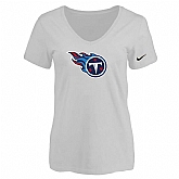 Women's Tennessee Titans White Logo V neck T-Shirt FengYun,baseball caps,new era cap wholesale,wholesale hats