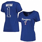 Women's Texas Rangers 2017 Mother's Day #1 Mom V-Neck T-Shirt - Royal FengYun,baseball caps,new era cap wholesale,wholesale hats