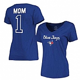 Women's Toronto Blue Jays 2017 Mother's Day #1 Mom V-Neck T-Shirt - Royal FengYun,baseball caps,new era cap wholesale,wholesale hats