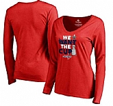 Women's Washington Capitals Fanatics Branded 2017 NHL Stanley Cup Playoff Participant Blue Line V Neck Long Sleeve T Shirt Red FengYun,baseball caps,new era cap wholesale,wholesale hats