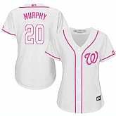 Women's Washington Nationals #20 Daniel Murphy White Pink New Cool Base Jersey,baseball caps,new era cap wholesale,wholesale hats