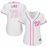 Women's Washington Nationals #73 Adam Lind White Pink New Cool Base Jersey,baseball caps,new era cap wholesale,wholesale hats