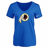 Women's Washington Redskins Blue Logo V neck T-Shirt FengYun,baseball caps,new era cap wholesale,wholesale hats