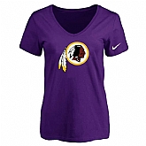 Women's Washington Redskins Purple Logo V neck T-Shirt FengYun,baseball caps,new era cap wholesale,wholesale hats