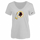 Women's Washington Redskins White Logo V neck T-Shirt FengYun,baseball caps,new era cap wholesale,wholesale hats