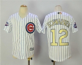 Youth Chicago Cubs #12 Kyle Schwar White World Series Champions Gold Program Cool Base Jersey,baseball caps,new era cap wholesale,wholesale hats