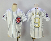 Youth Chicago Cubs #9 Javier Baez White World Series Champions Gold Program Cool Base Jersey,baseball caps,new era cap wholesale,wholesale hats