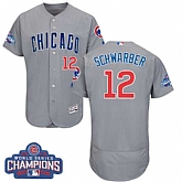 Chicago Cubs #12 Kyle Schwarber Gray 2016 World Series Champions Flexbase Stitched Jersey DingZhi,baseball caps,new era cap wholesale,wholesale hats