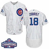 Chicago Cubs #18 Ben Zobrist White 2016 World Series Champions Flexbase Stitched Jersey DingZhi,baseball caps,new era cap wholesale,wholesale hats