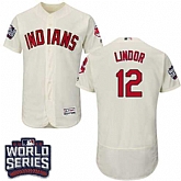 Cleveland Indians #12 Francisco Lindor Cream 2016 World Series Flexbase Stitched Jersey DingZhi,baseball caps,new era cap wholesale,wholesale hats
