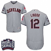 Cleveland Indians #12 Francisco Lindor Gray 2016 World Series Flexbase Stitched Jersey DingZhi,baseball caps,new era cap wholesale,wholesale hats