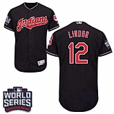 Cleveland Indians #12 Francisco Lindor Navy 2016 World Series Flexbase Stitched Jersey DingZhi,baseball caps,new era cap wholesale,wholesale hats