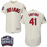 Cleveland Indians #41 Carlos Santana Cream 2016 World Series Flexbase Stitched Jersey DingZhi,baseball caps,new era cap wholesale,wholesale hats