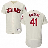 Cleveland Indians #41 Carlos Santana Cream Flexbase Stitched Jersey DingZhi,baseball caps,new era cap wholesale,wholesale hats