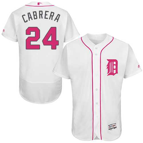 Detroit Tigers #24 Miguel Cabrera White Mother's Day Flexbase Stitched Jersey DingZhi