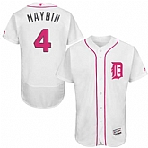Detroit Tigers #4 Cameron Maybin White Mother's Day Flexbase Stitched Jersey DingZhi,baseball caps,new era cap wholesale,wholesale hats