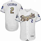 Kansas City Royals #2 Alcides Escobar White 2015 World Series Champions Gold Program Flexbase Stitched Jersey DingZhi,baseball caps,new era cap wholesale,wholesale hats