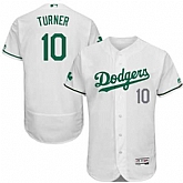 Los Angeles Dodgers #10 Justin Turner White St. Patrick's Day Flexbase Jerse,baseball caps,new era cap wholesale,wholesale hats