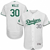 Los Angeles Dodgers #30 Maury Wills White St. Patrick's Day Flexbase Jerse,baseball caps,new era cap wholesale,wholesale hats
