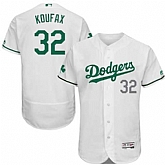 Los Angeles Dodgers #32 Sandy Koufax White St. Patrick's Day Flexbase Jerse,baseball caps,new era cap wholesale,wholesale hats