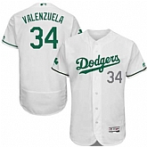 Los Angeles Dodgers #34 Fernando Valenzuela White St. Patrick's Day Flexbase Jerse,baseball caps,new era cap wholesale,wholesale hats