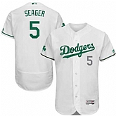 Los Angeles Dodgers #5 Corey Seager White St. Patrick's Day Flexbase Jerse,baseball caps,new era cap wholesale,wholesale hats