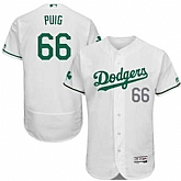 Los Angeles Dodgers #66 Yasiel Puig White St. Patrick's Day Flexbase Jerse,baseball caps,new era cap wholesale,wholesale hats