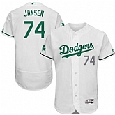 Los Angeles Dodgers #74 Kenley Jansen White St. Patrick's Day Flexbase Jerse,baseball caps,new era cap wholesale,wholesale hats