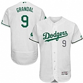 Los Angeles Dodgers #9 Yasmani Grandal White St. Patrick's Day Flexbase Stitched Jersey DingZhi,baseball caps,new era cap wholesale,wholesale hats