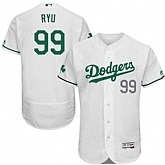 Los Angeles Dodgers #99 Hyun Jin Ryu White St. Patrick's Day Flexbase Jerse,baseball caps,new era cap wholesale,wholesale hats