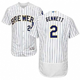 Milwaukee Brewers #2 Scooter Gennett White Flexbase Player Stitched Jersey DingZhi,baseball caps,new era cap wholesale,wholesale hats