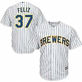 Milwaukee Brewers #37 Neftali Feliz White New Cool Base Player Stitched Jersey DingZhi,baseball caps,new era cap wholesale,wholesale hats